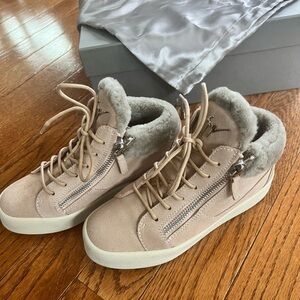 Giuseppe Zanotti Tan Kris Winter Sneakers - sheepskin lined, Size 37 (US7)